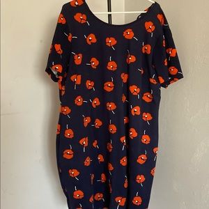 GUC Square-neck pullover swing dress cute poppy pattern